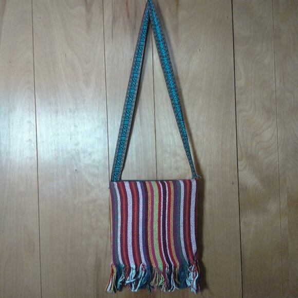 Boho Hippie Embroidered Beads Fringe Textile Cross-Body Purse Bag Multicolored - Picture 3 of 9